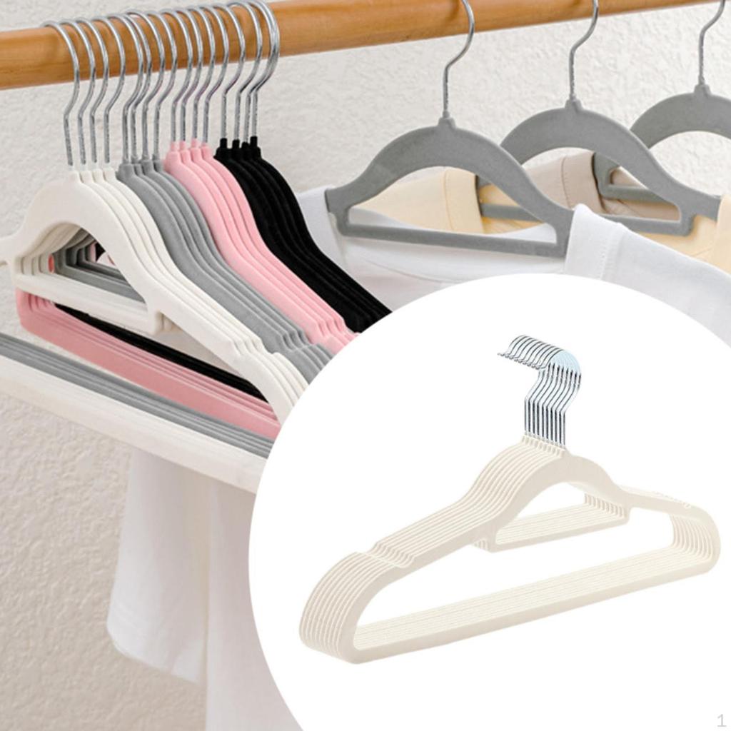 10x Velvet Hangers Wardrobe Organisers Coat for Jeans Jackets Towels white