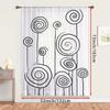 1PC Sheer Curtain Black Spiral Flower Line Art Print, Rod Pocket Window Curtain for Living Room Modern Home Decor