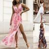 2025 Summer Women's Sexy Sleeveless V-neck Chiffon Tie-up Dress