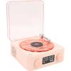 Generic Record Player Speaker with Weather and Battery Display, Portable for Living Room (Rose Eight)