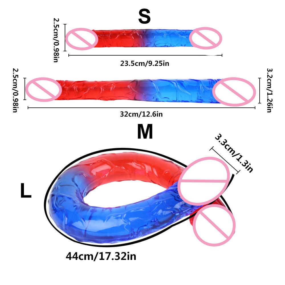 Double Head Dildo Two-Color Crystal Super Large Thick Simulation Butt Plug Lala Gay Men and Women Dildo Sexy Sex Product