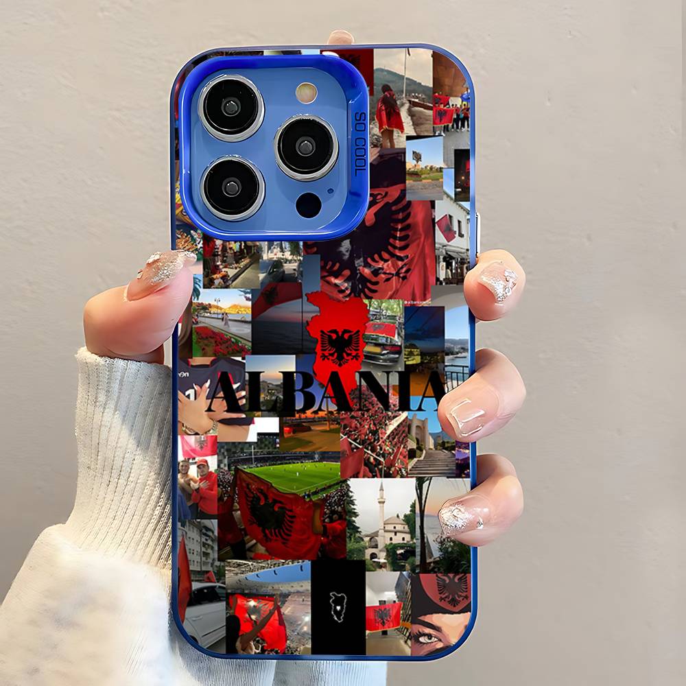 

Albania Flag Vibes Phone Case For iPhone 16,15,14,13,12,11,Pro,Max,Plus,Mini,SE Anti Fall Blue Matte Hard Bumper iPhone12