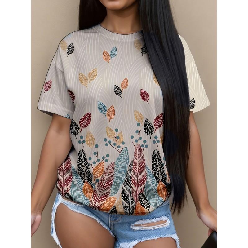 Womens Casual Round Neck Short Sleeve T-Shirt With Butterfly Print Loose Fit 2025