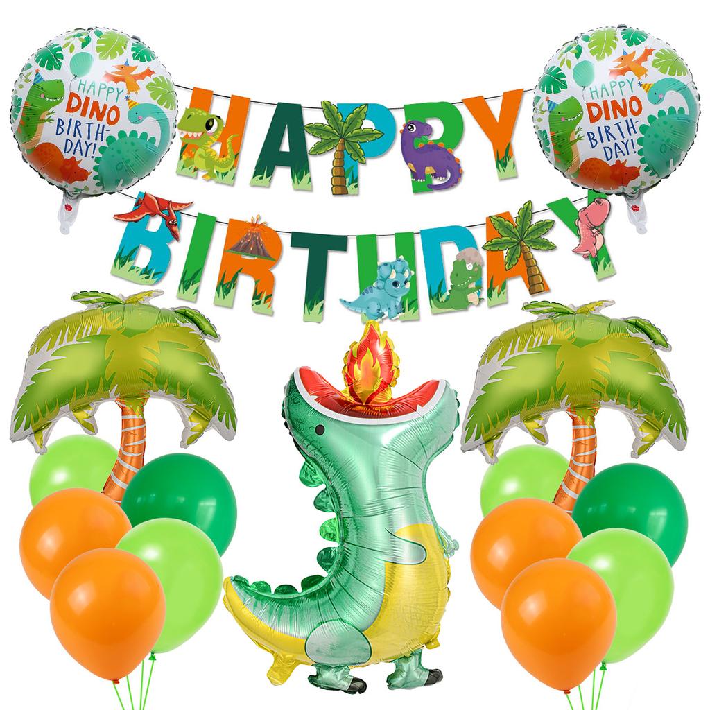 Dinosaur Theme Aluminum Film Balloon Set Birthday Hat Dinosaur Party Balloon Baby Birthday Decoration Balloon