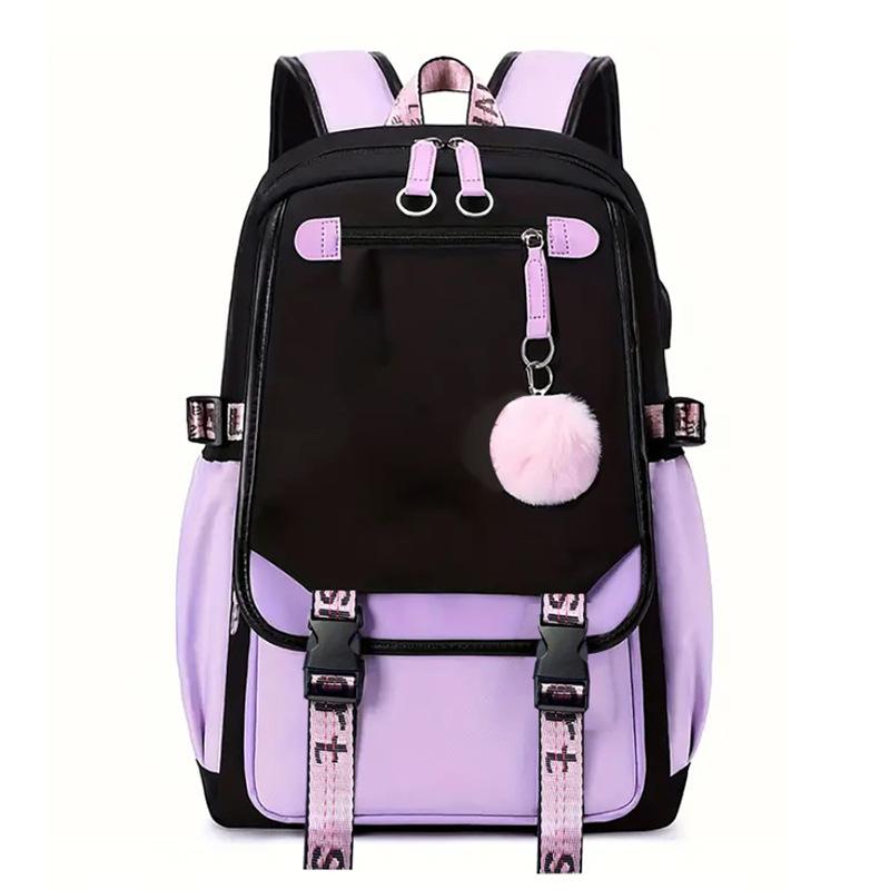 Large Capacity Schoolbag with Shoulder Strap; Student Three-piece Pencil Case Set