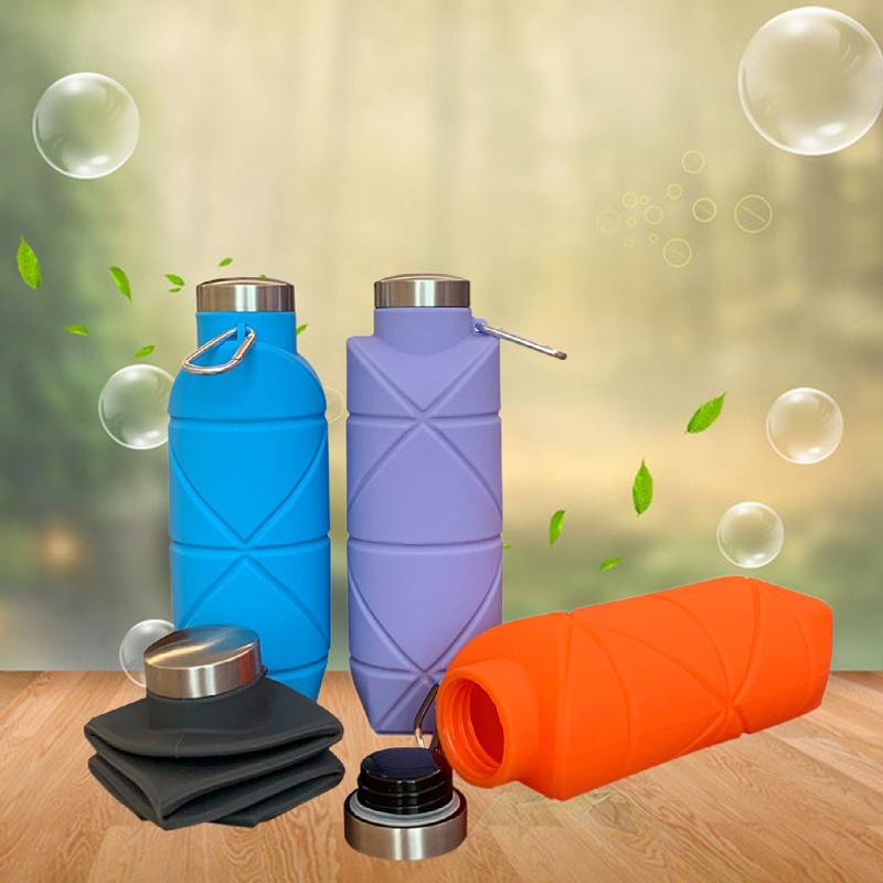 Sticlă de apă pliabilă reutilizabilă din silicon fără BPA, pliabilă, sticlă de apă de călătorie, stil fitness camping, drumeții spo