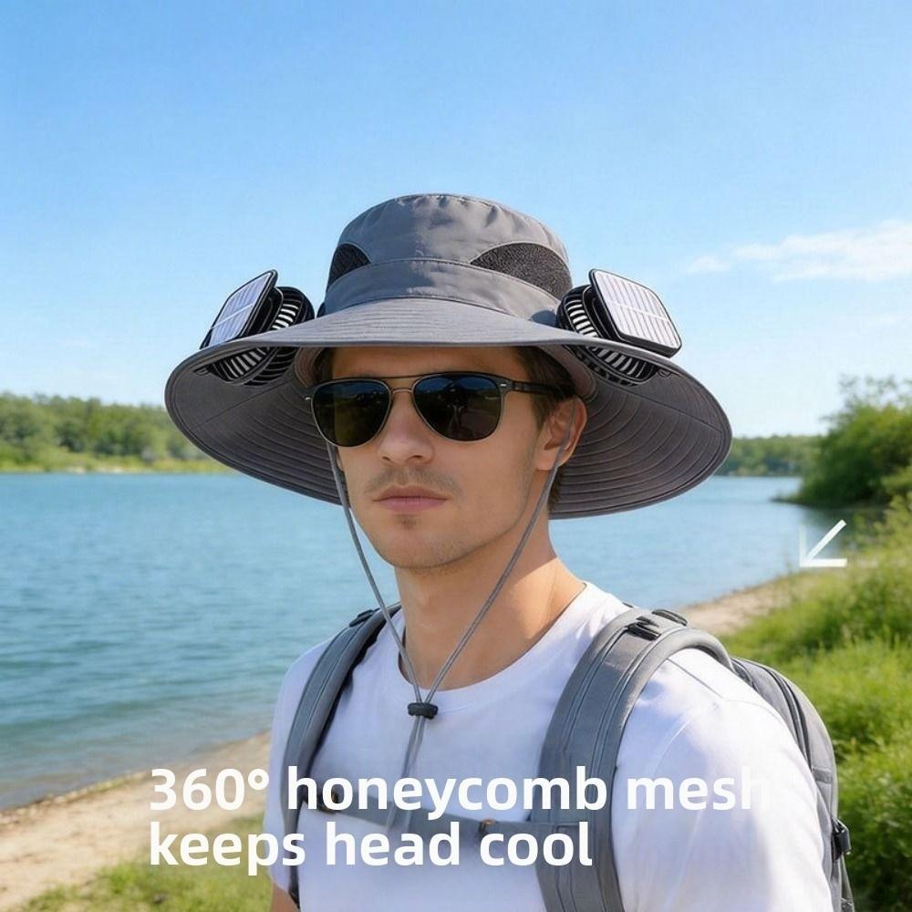 Cappello con Visiera a 3 Velocità per l'Estate, Doppia Ventola, Ampia Visiera, Comodo Cappello Ventilato Solare per Escursionismo