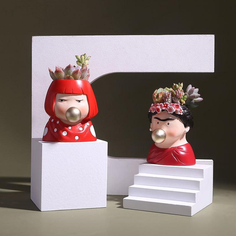 Cute Mini Succulent Pot with Cartoon Figure Creative Decor Planter Ashtray