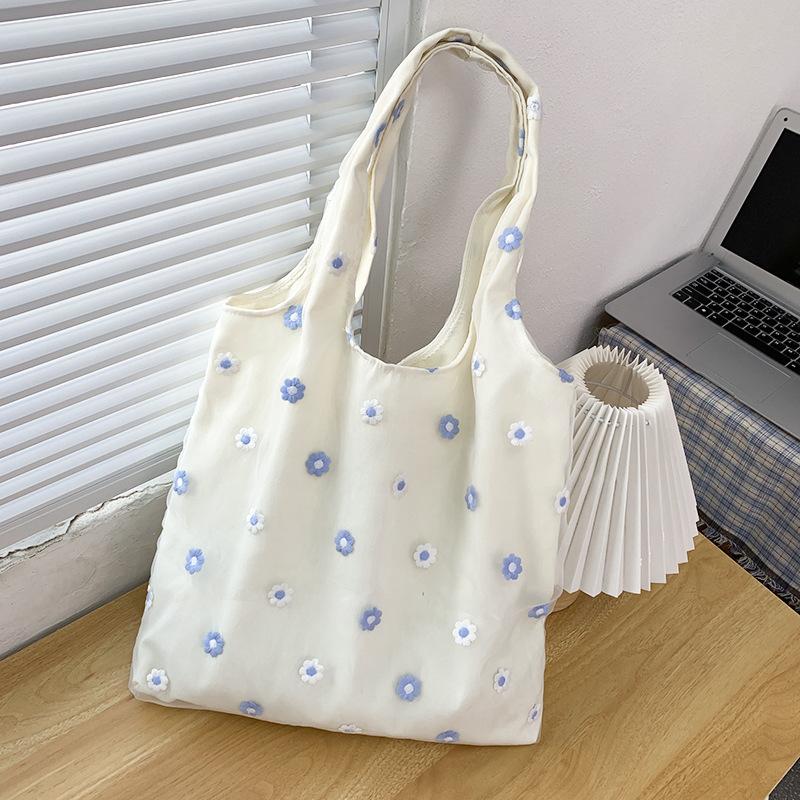 Холщовая сумка Летняя Вышивка Цветы Кружево Сумка через плечо Сумка-тоут Литературная