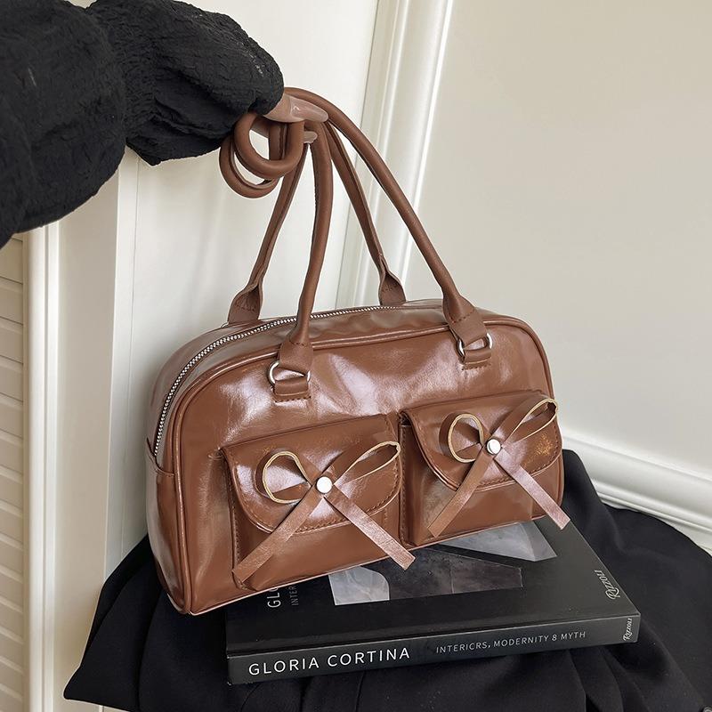 Bow Spice Girl Underarm Bag Women's New Summer Tote Bag Shoulder Bowling Pillow Bag Commuter Bag