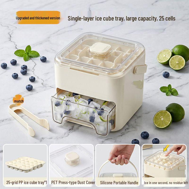 Ice Cube Tray and Large Capacity Ice Ball Maker with Storage - Food Grade