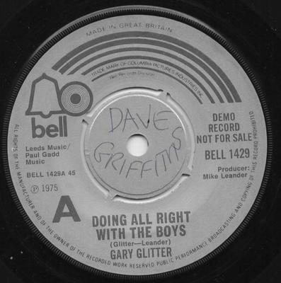 7-Zoll Schallplatte GARY GLITTER - Doing All Right With The Boys BELL1429PROMO Bell Records 1975 UK Rock Gebraucht