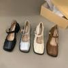 Women Casual Mary Jane Fashion Shallow Design Soft Leather Mary Janes Shoes Autumn Dress Square Head Women Lolita Platform Shoes