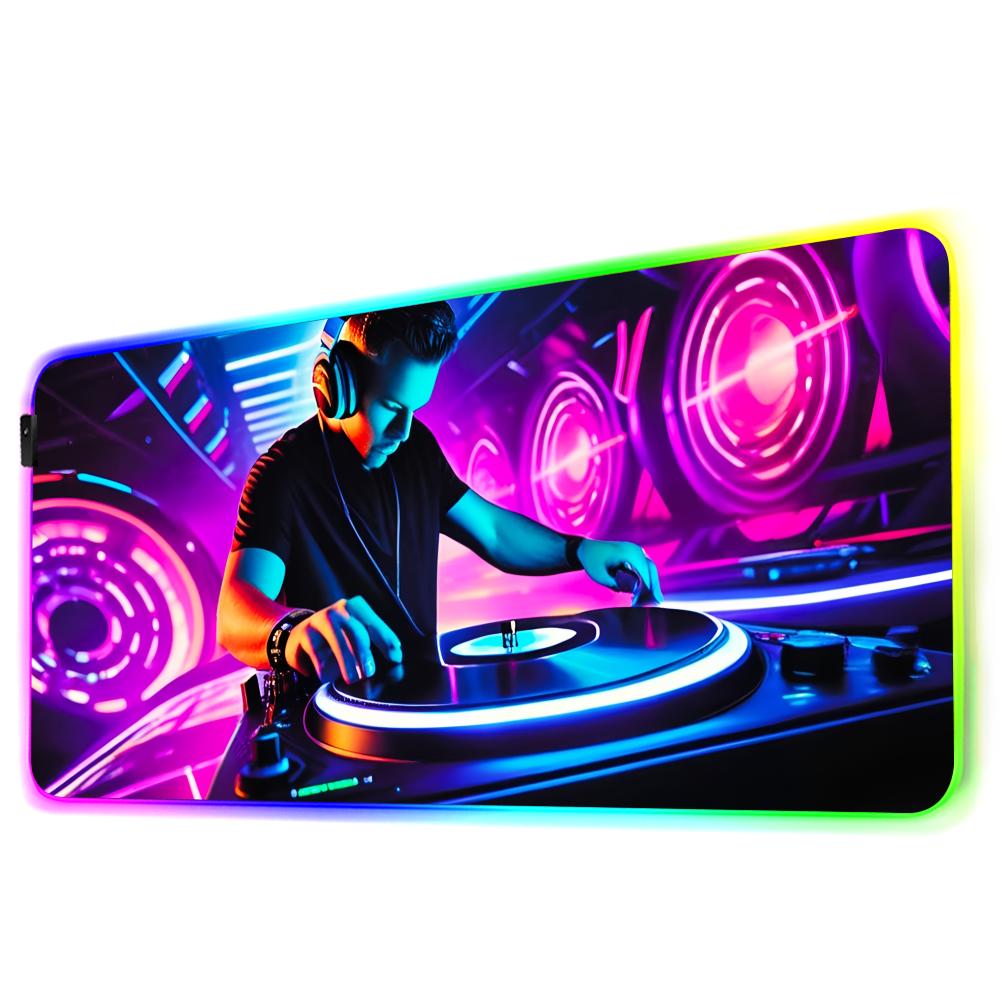 Musik DJ Mauspads RGB Gaming-Mauspads Große LED-Pads PC-Schreibtischmatten Leuchtende Mauspads Große Tastaturmatten Tischteppich mit Hintergrundbeleuchtung