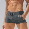 Hot-Selling New Style Men's Quick-Drying Square Leg Swim Trunks with Side Pocket