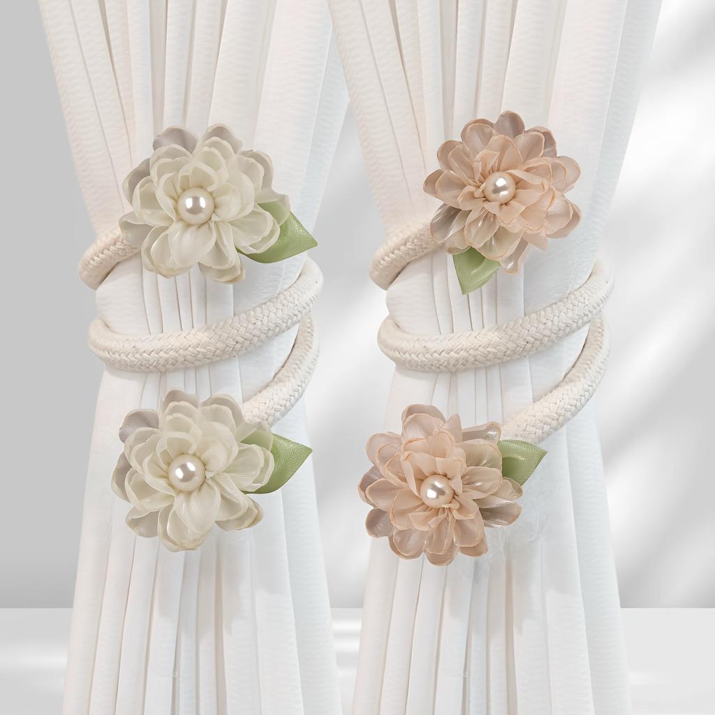 2pcs Branch Flower Curtain Tieback - Free Punching Belt Curtain Clip - Curtain Accessories for Bedroom Living Room Home Decor