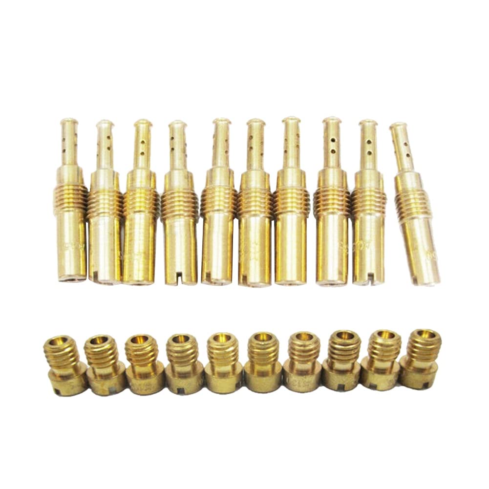 BYSL 10 Pcs Carburetor Main Jet Kit & 10 Pcs Slow/Pilot Jet PWK Keihin CVK PWM KSR Bi-Carburetor, 500293848