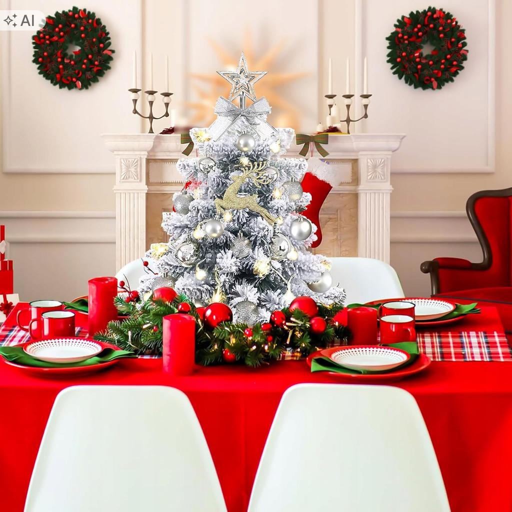 Koiueyw Artificial Christmas Tree 60 Snow-Covered With Led Lighting