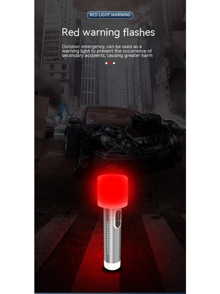 LED Double Light Flashlight Rechargeable Handheld Torch 5 Lighting Modes Outdoor Home Emergency Warning Camping Tool Lights