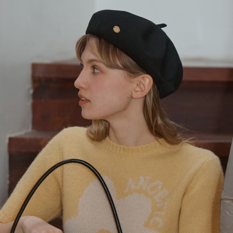 ANOETIC GOLD LOGO BASIC BERET_BLACK