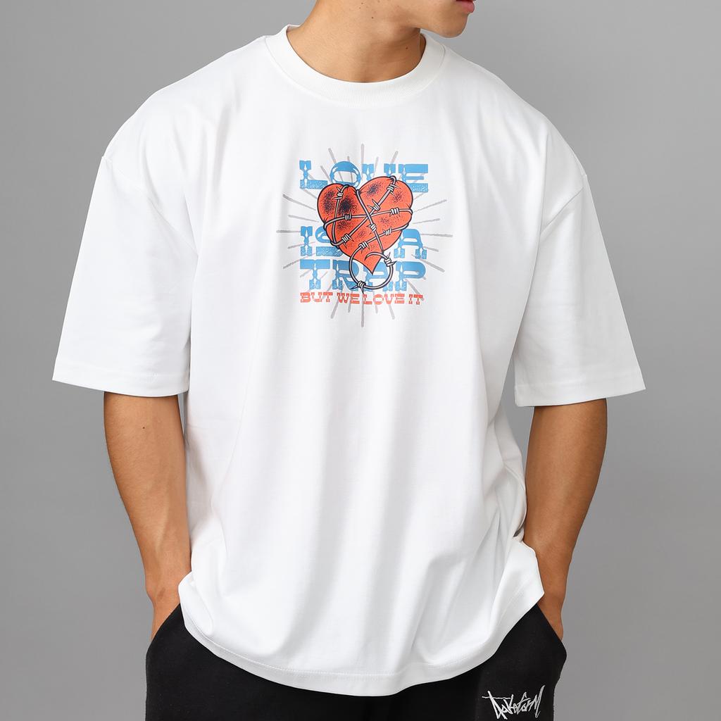 Seutailligseu Love Trap Pure Cotton Oversized Short Sleeve T-Shirt 4 Colors