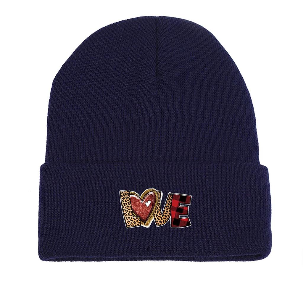 LOVE" Winter Knit Hat Beanie, Valentine's Day Skullies Beanies Windproof Slouchy Trendy Headwear Knitted Cap Beanie