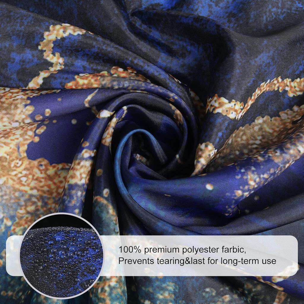 Marble Shower Curtain, Blue Marble Shower Curtain Set, Abstract Navy Blue Gold Glitter Veins Texture Marble Shower Curtains For