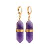 Fashion Handmade Wire Wrapped Purple Natural Stone Hexagonal Bullet Drop Earrings for Women Polygon  Statement Earring