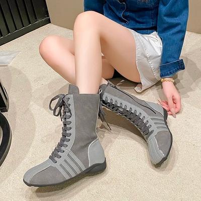 Fashion Hot Selling 2025 Latest Retro Knight Short Boots Women Spring and Autumn Lace-up Western Boot Niche Platform Color Matching Boot