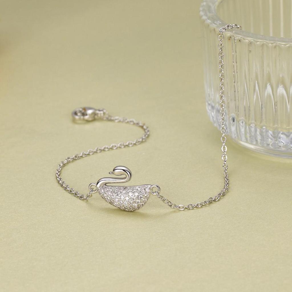 Korean Style Versatile Little Swan Adjustable Zircon Women's Bracelet