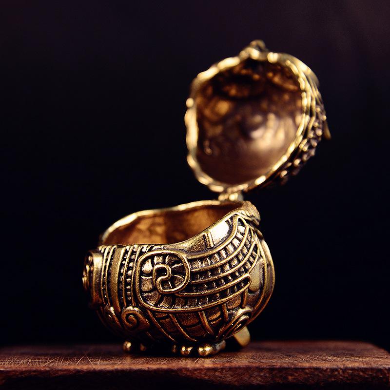 Pure Brass Owl Cylinder Desktop Ornament Household Aromatherapy Incense Burner Open Lid Incense Burner Antique Bronze Ware