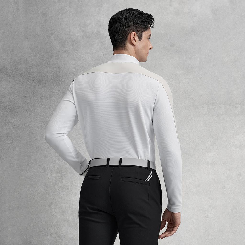 FILA Golf Series Minimalist Stylish Casual Sports Comfortable Long Sleeve T-Shirt Men tops Jade-White A11M615212FWT