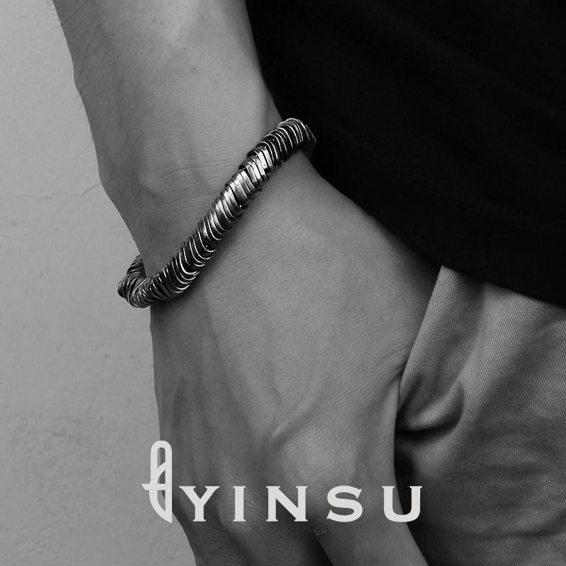 Pánský náramek – Trendy zkreslený vintage hip-hop styl Unisex Tmavý avantgardní design Punková doplňková sada náramků