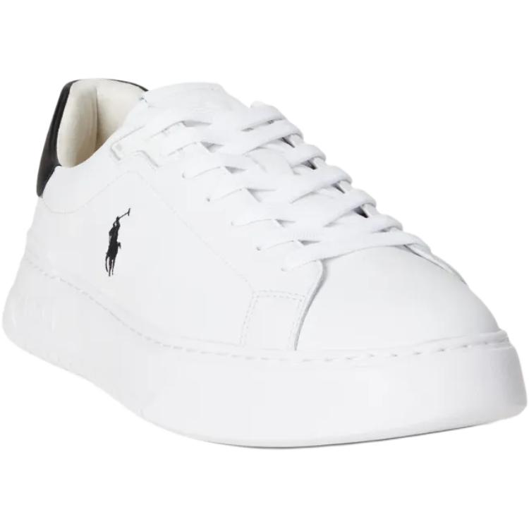 Polo Ralph Lauren Rlite Court Floral Leather Round Toe Lace-Up Low-Top Sneakers Men Sneakers White Black 809974097002