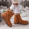 Fashion Faux Suede Zip Decor Work Boots Women Winter Warm Thicken Plush Thick Sole Snow Boots Comfort Non Slip Platform Casual Shoes