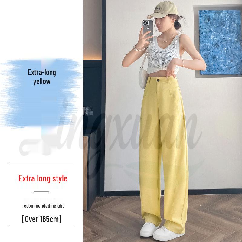2026 Summer High Waist Ice Silk Cotton Linen Wide Leg Pants