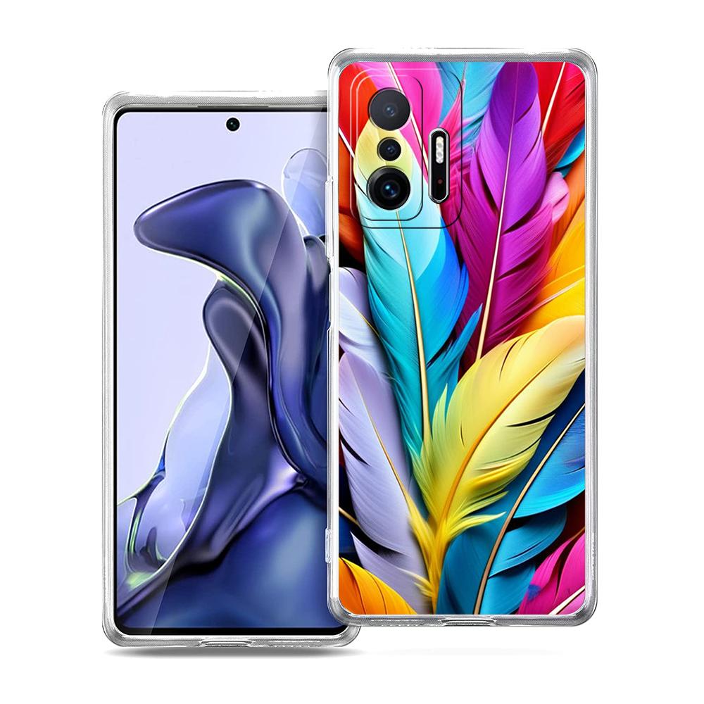 

Transparent Phone Case for Xiaomi Mi 14 13 12 11 Ultra 13T Poco X3 NFC F3 F6 Pro Soft TPU Shell Fashion Gradient Feather Pattern Poco X5