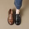 Loafers Autumn Women'S Shoes Thick Heel Low Heel Low Top Shoes Carved Retro Deep Mouth Single Shoes Small Leather Shoes