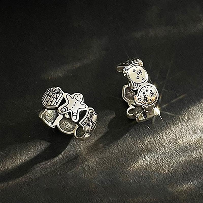 

Ретро Японские и Корейские серьги в виде пряничных человечков: Потертые, Универсальные серьги-кольца для женщин
