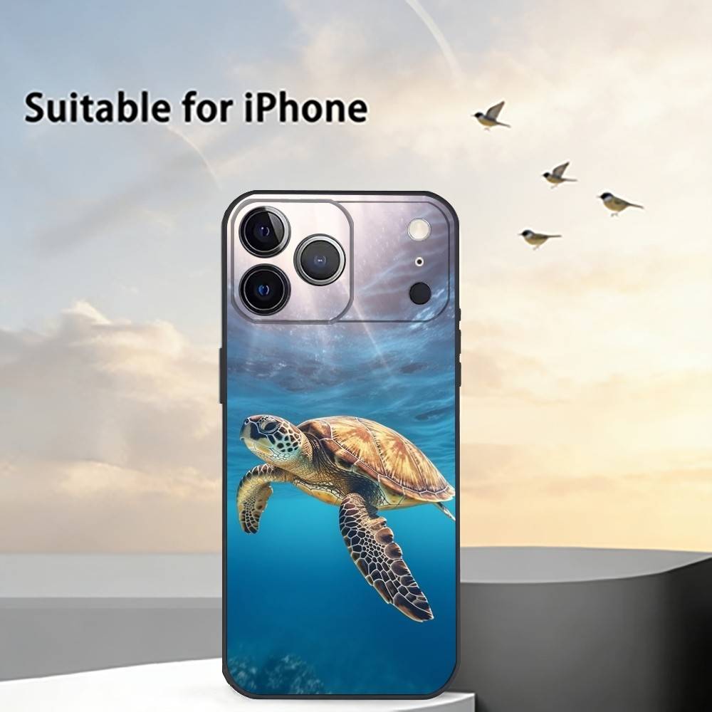 Cute Little T-Turtle Phone Case For iPhone 17, 16,15,14,13,12,11 Plus,Pro Max, Others Soft Black Cover