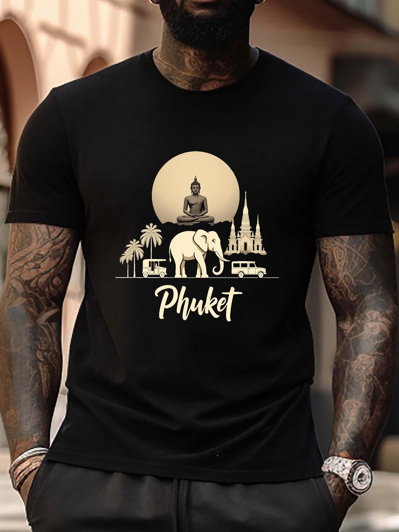 

Plus Size Phuket Graphic T-shirt - Black with Buddha XL