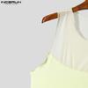 INCERUN Men Sleeveless Mesh Patchwork Sexy Club Party Slim Tank Tops