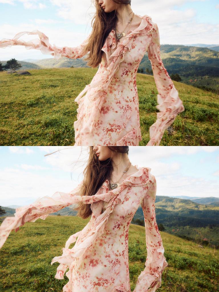 Sinseuden Bloom Ruffle Long Dress