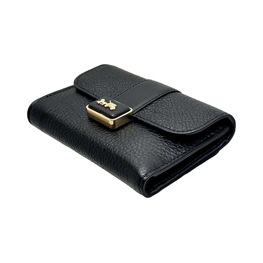 New COACH Grace Refined Pebbled Leather With Smooth Leather Accents Clutches Wallets Medium Size Women's Black CC059-IMBLK