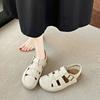2025 Summer Ladies Fashion retro matte PU hollow closed Toe sandals Soft sole sports sandals buckle cross Platform beach