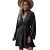 Summer New Polka Dot Women's Dress, Pullover V-neck Long-sleeved Pleated Waist Floral Slim-fit Skirt