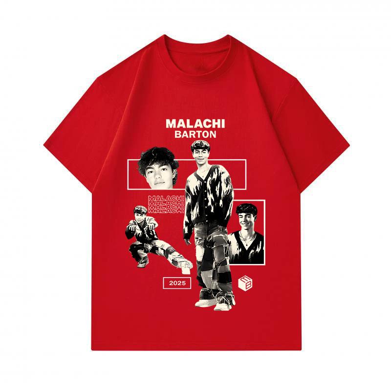 T-shirt Homme 100% Coton Col Rond Manches Courtes, Malachi Barton Rétro Vintage Impression Graphique Décontracté Confortable Quotidien pour 2025 Mode de Rue L