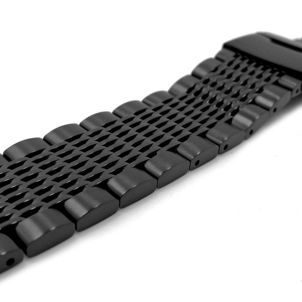 [Kai Tian] 18mm Watch Band Strap Black Watch Replacement Band Metal Stainless Steel Watch Band Replacement Strap Mesh Strap Watch Women's Men's