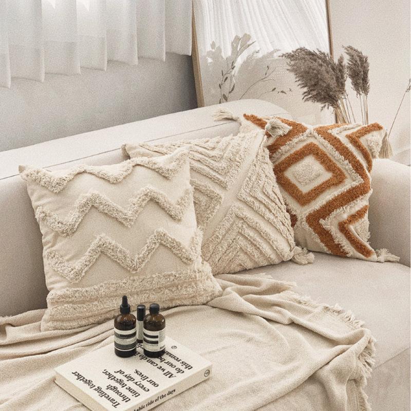 Tufted Throw Pillow Bohemian Throw Pillow Case Decoration Living Room Sofa Cushion Pillow Retro Hotel Lumbar Pillow Pillow Case