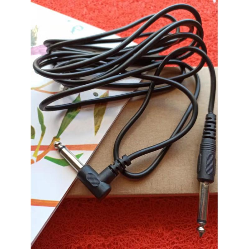 Black Electric Guitar Audio Cable with Noise Reduction, 6.5mm Straight to Bent Head
